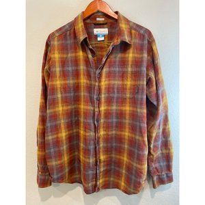 Columbia Orange Plaid Casual Button Down